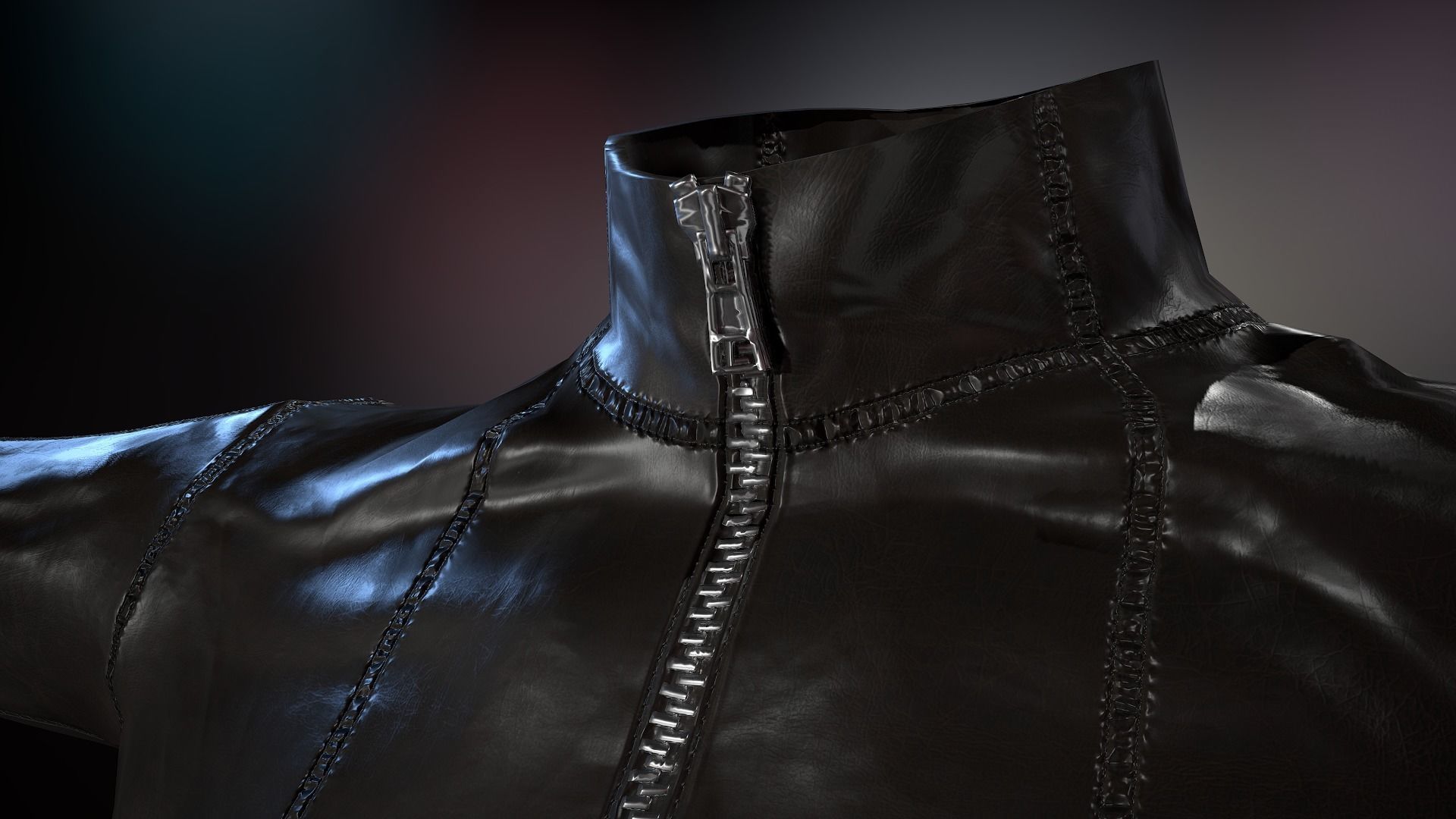 Female Leather Jacket-Free Model Free low-poly 3D model_15