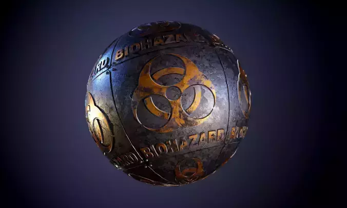 Metal biohazard Sign Sci-Fi Seamless PBR Texture Texture