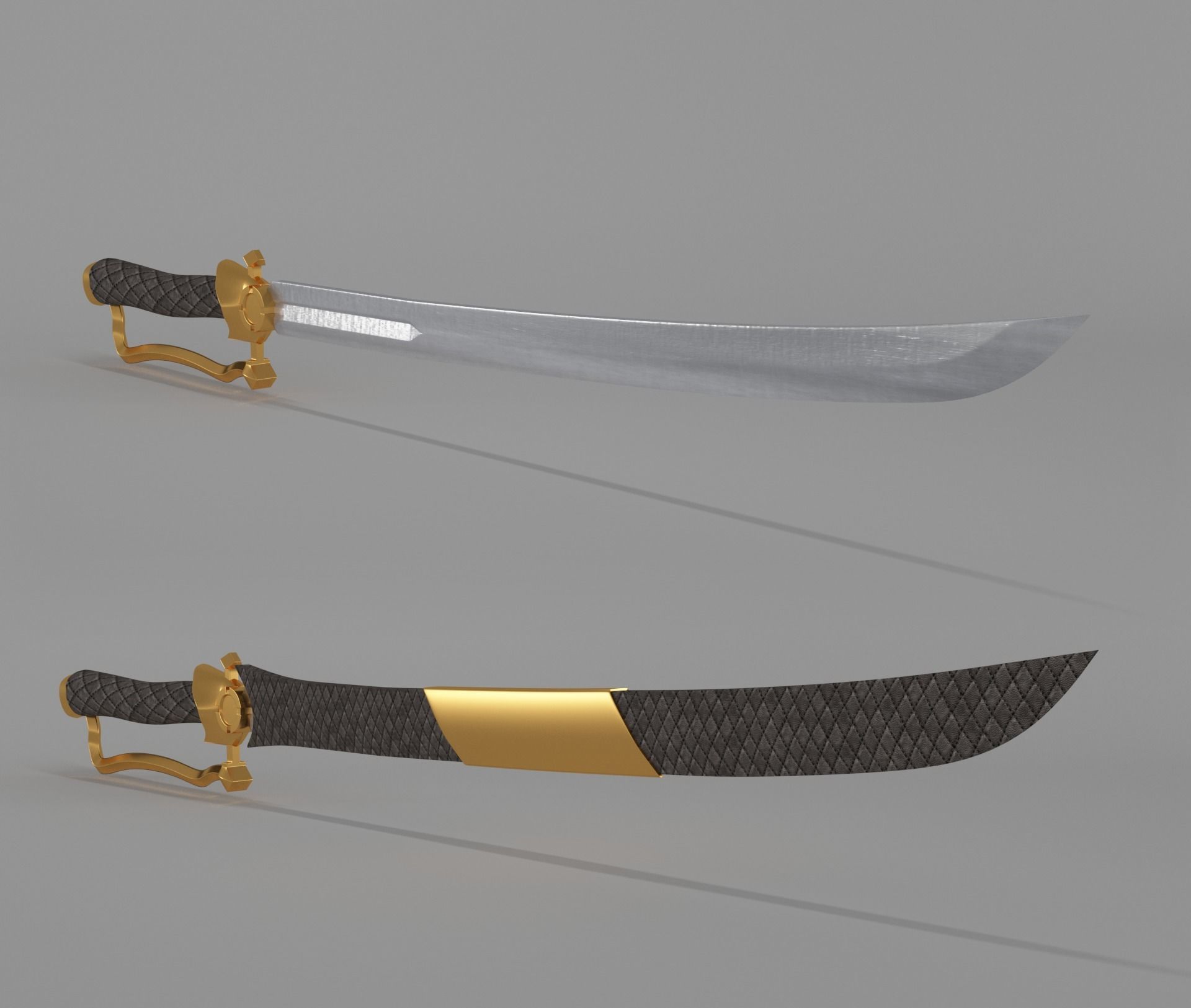 Sword gold and 3D model_1