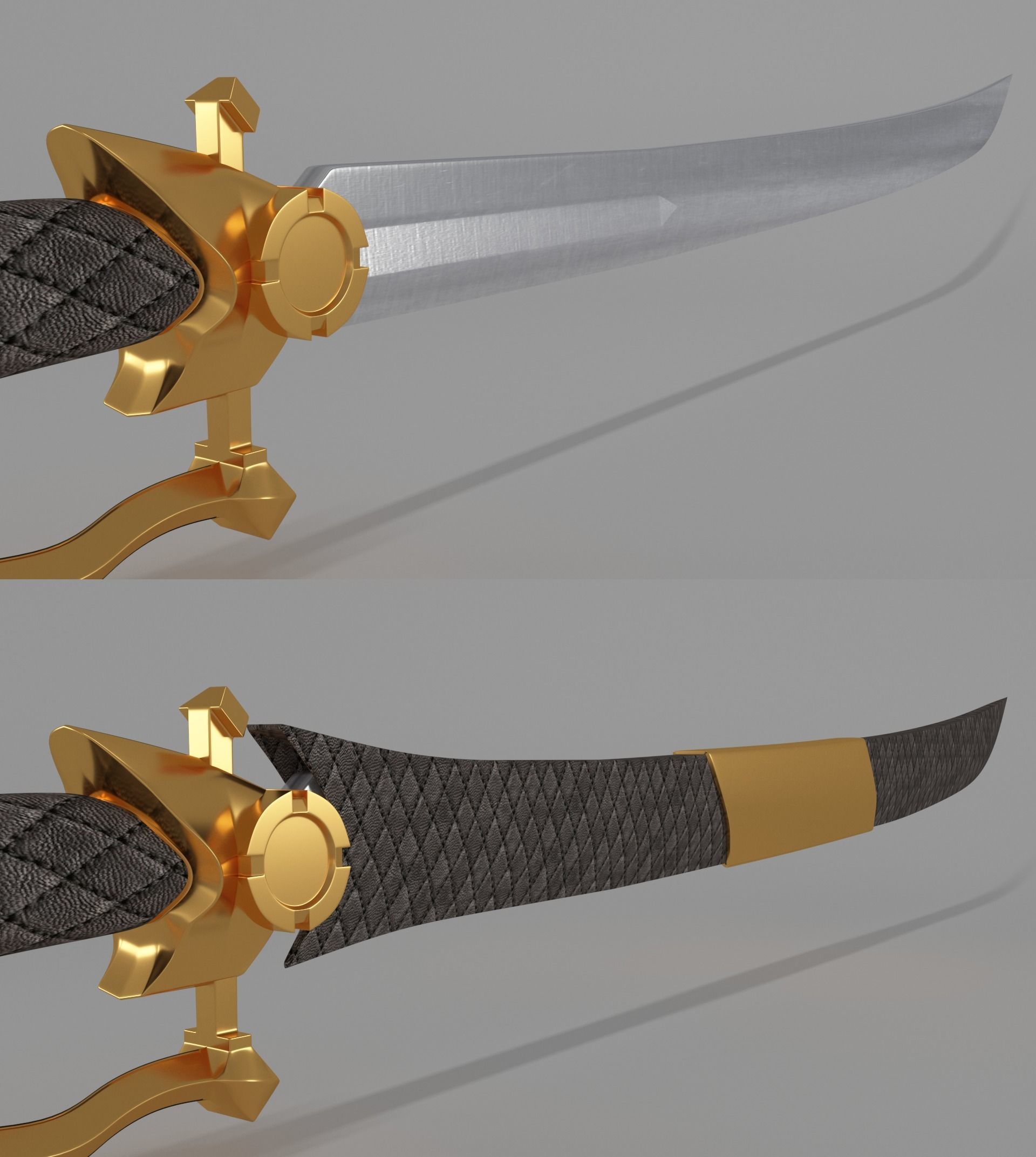 Sword gold and 3D model_3