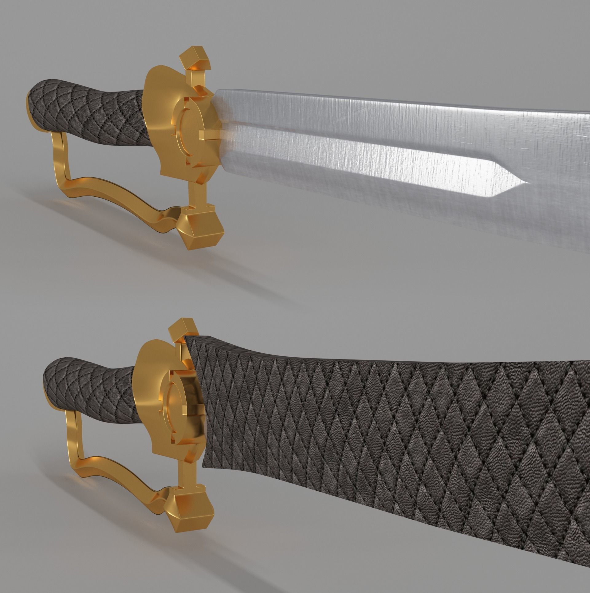 Sword gold and 3D model_4