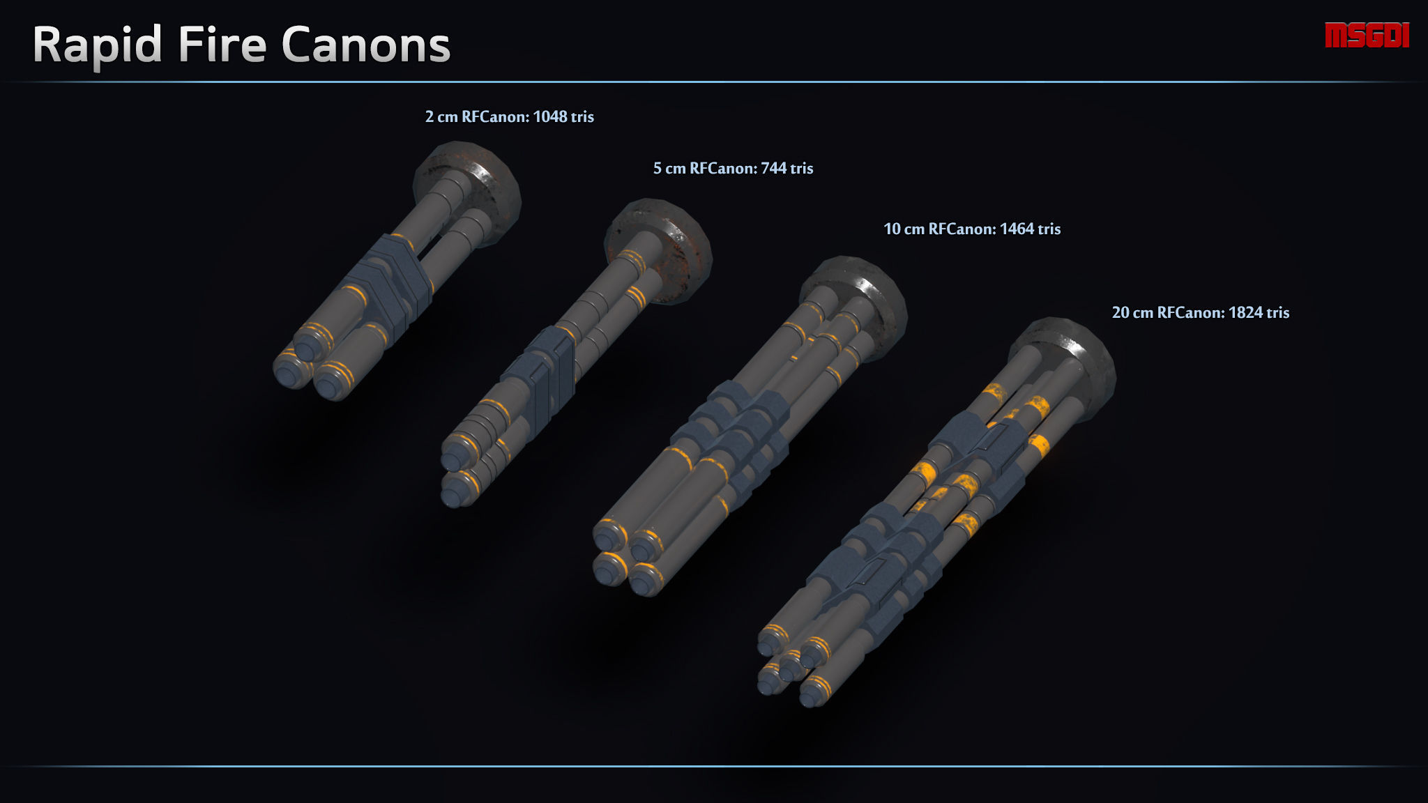 Modular Mech Weapons Low-poly 3D model_1