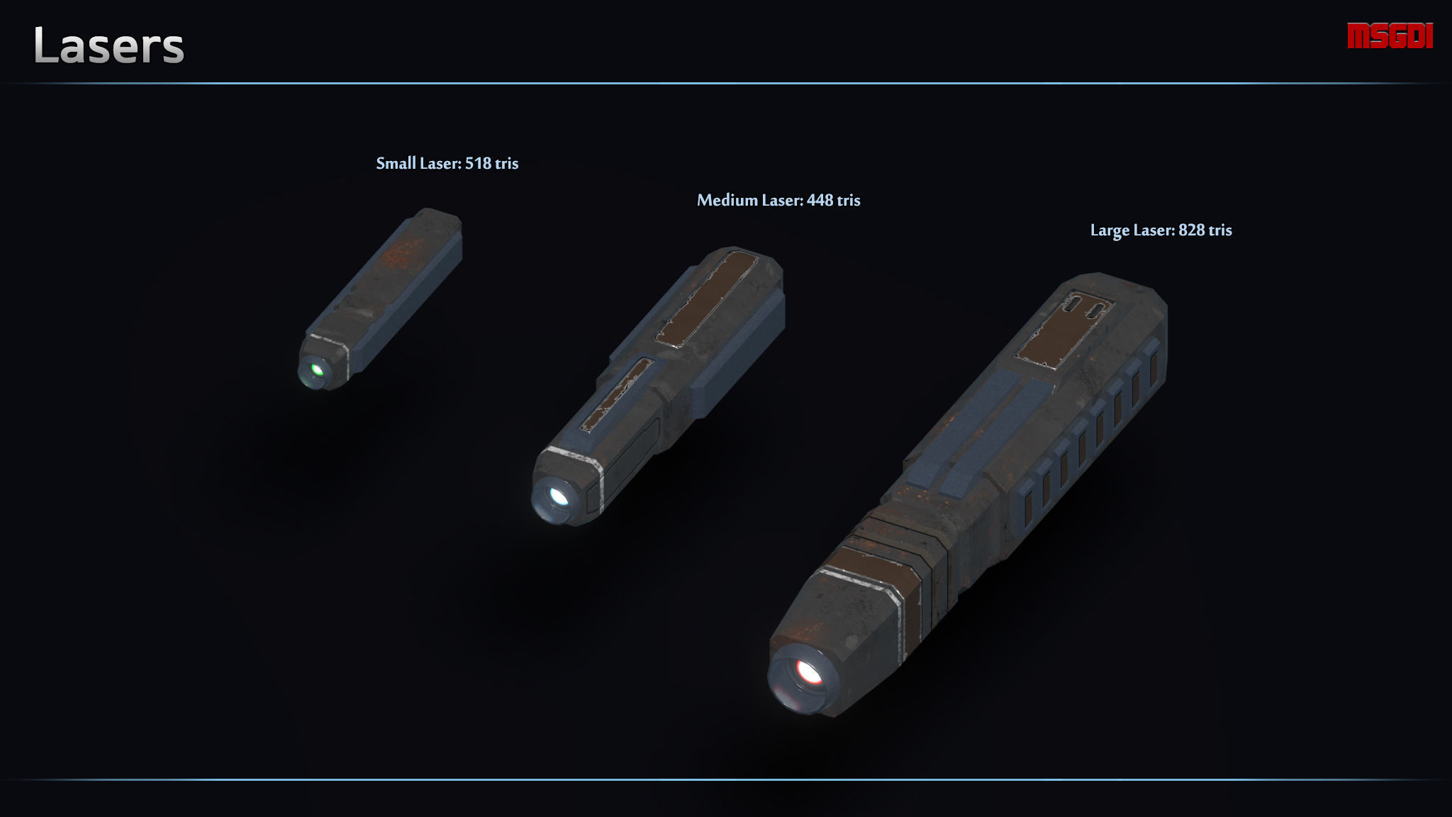 Modular Mech Weapons Low-poly 3D model_5