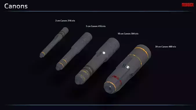Modular Mech Weapons Low-poly 3D model Modular Mech Weapons Low-poly 3D model