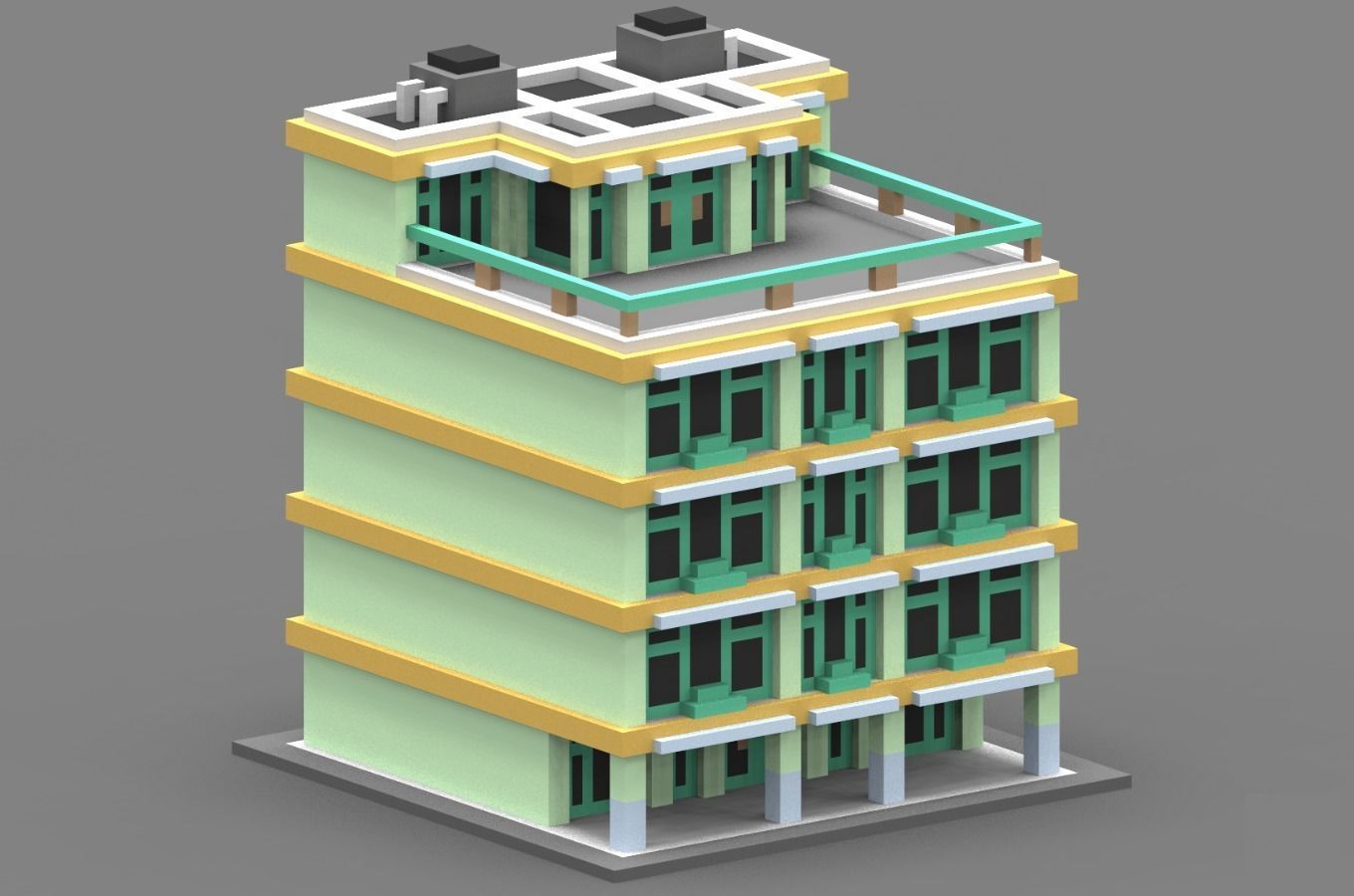 House Voxel - 6 Low-poly 3D model_3