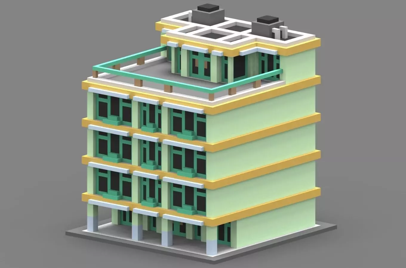 House Voxel - 6 Low-poly 3D model_0