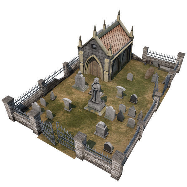 Medieval Cemetery 3D Model Game ready .fbx .unitypackage