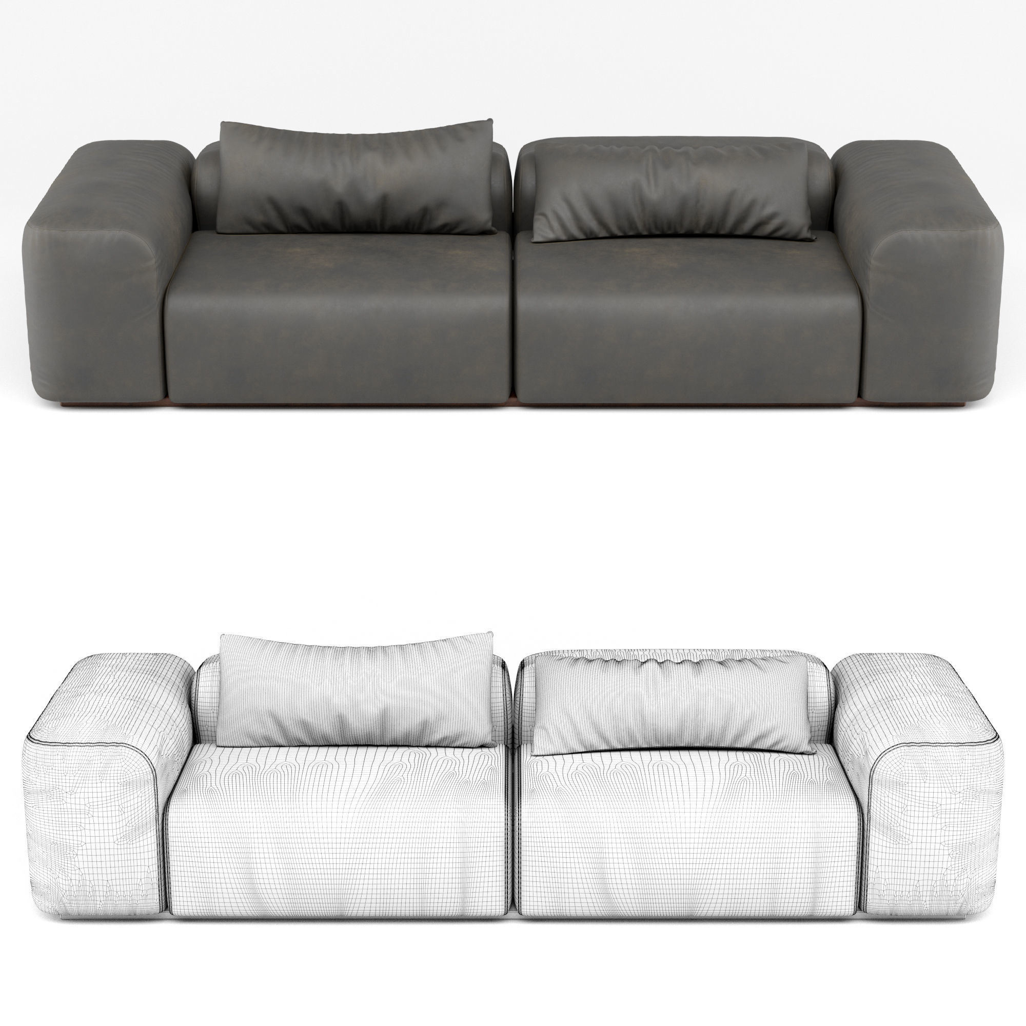 Modern leather sofa 3D model_1