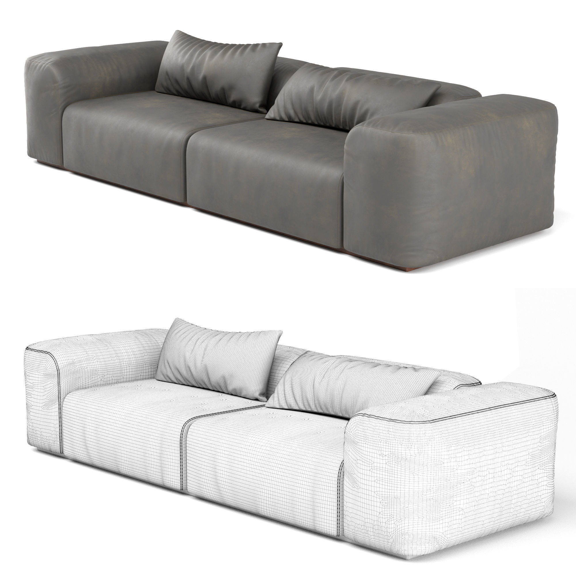Modern leather sofa 3D model_5