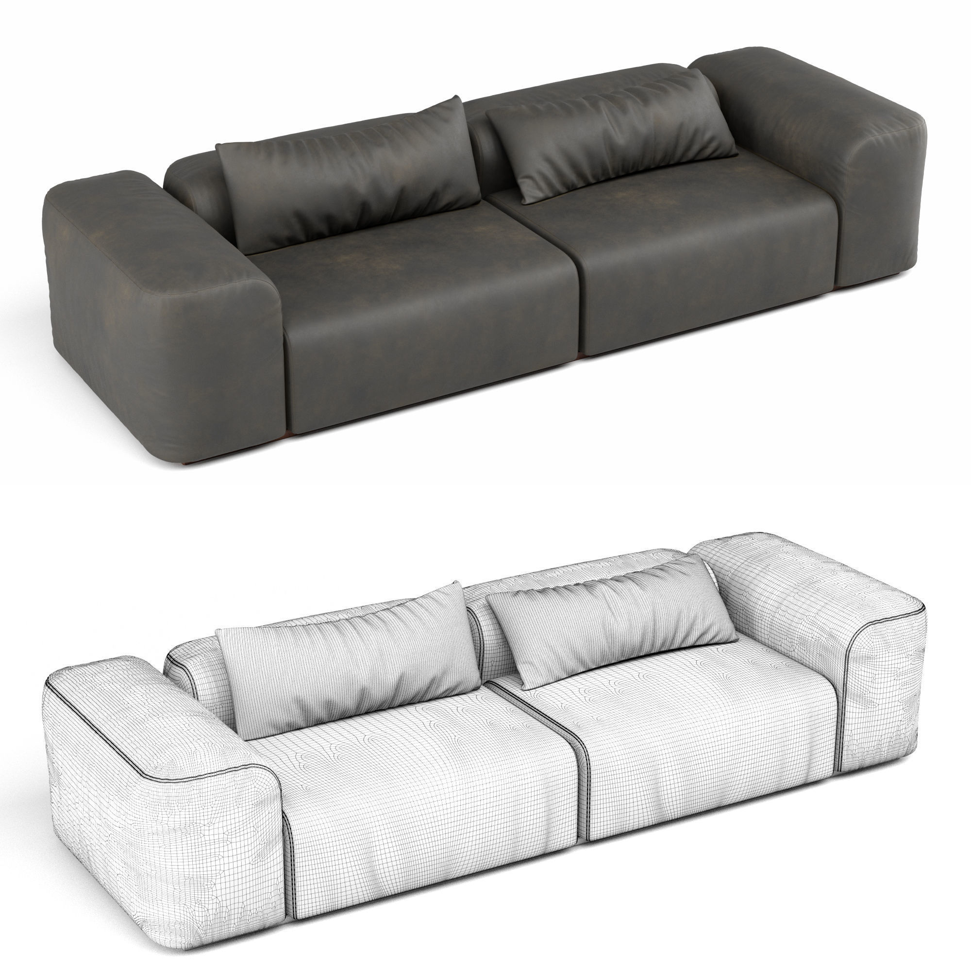 Modern leather sofa 3D model_4