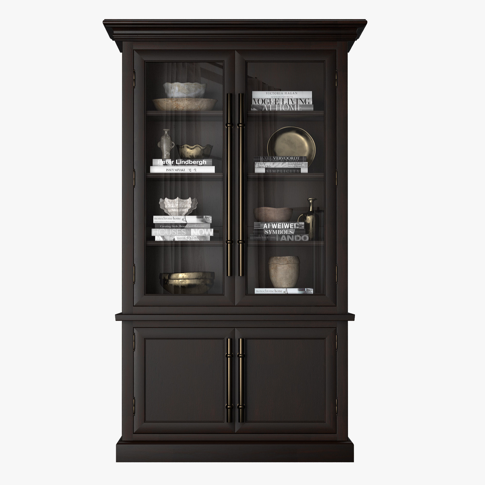 Sideboard china cabinet with glass doors 3D model_3