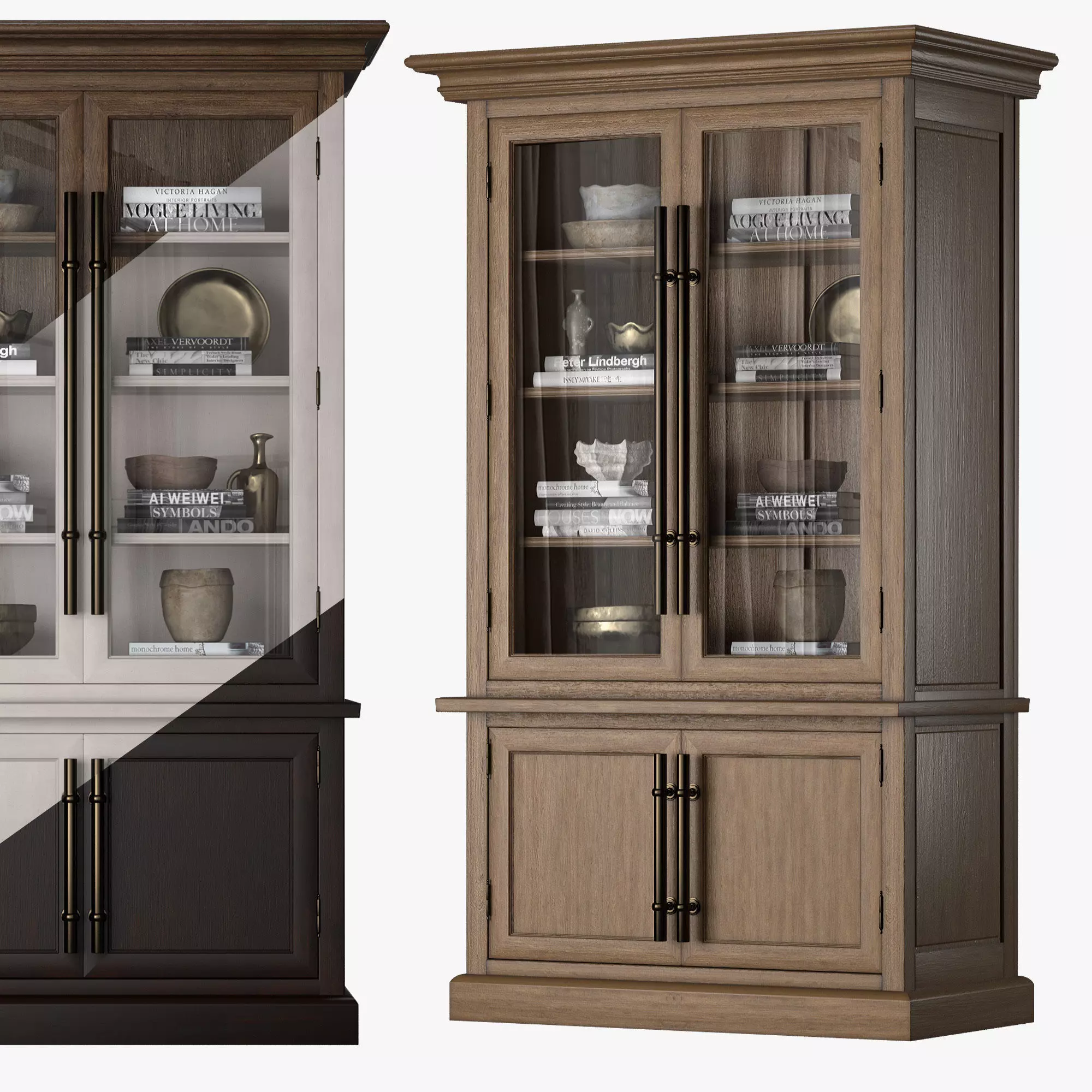Sideboard china cabinet with glass doors 3D model_0