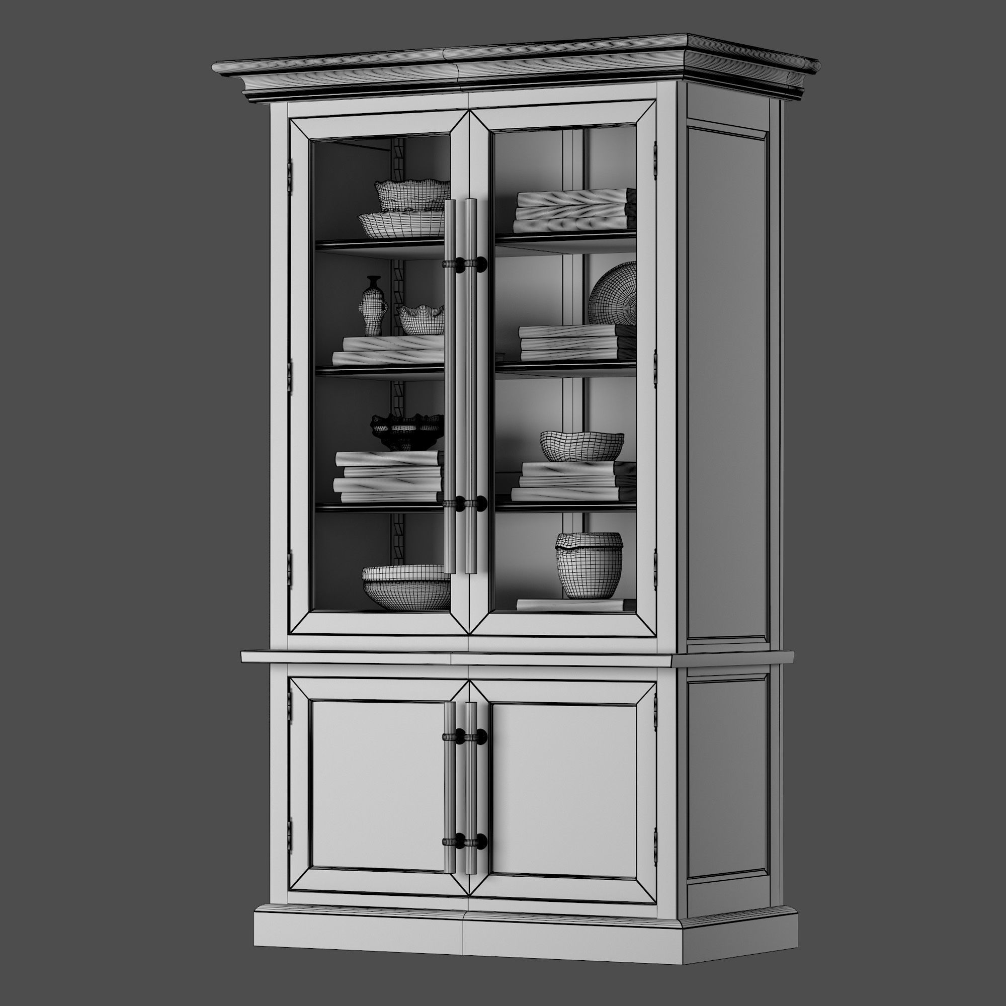 Sideboard china cabinet with glass doors 3D model_2