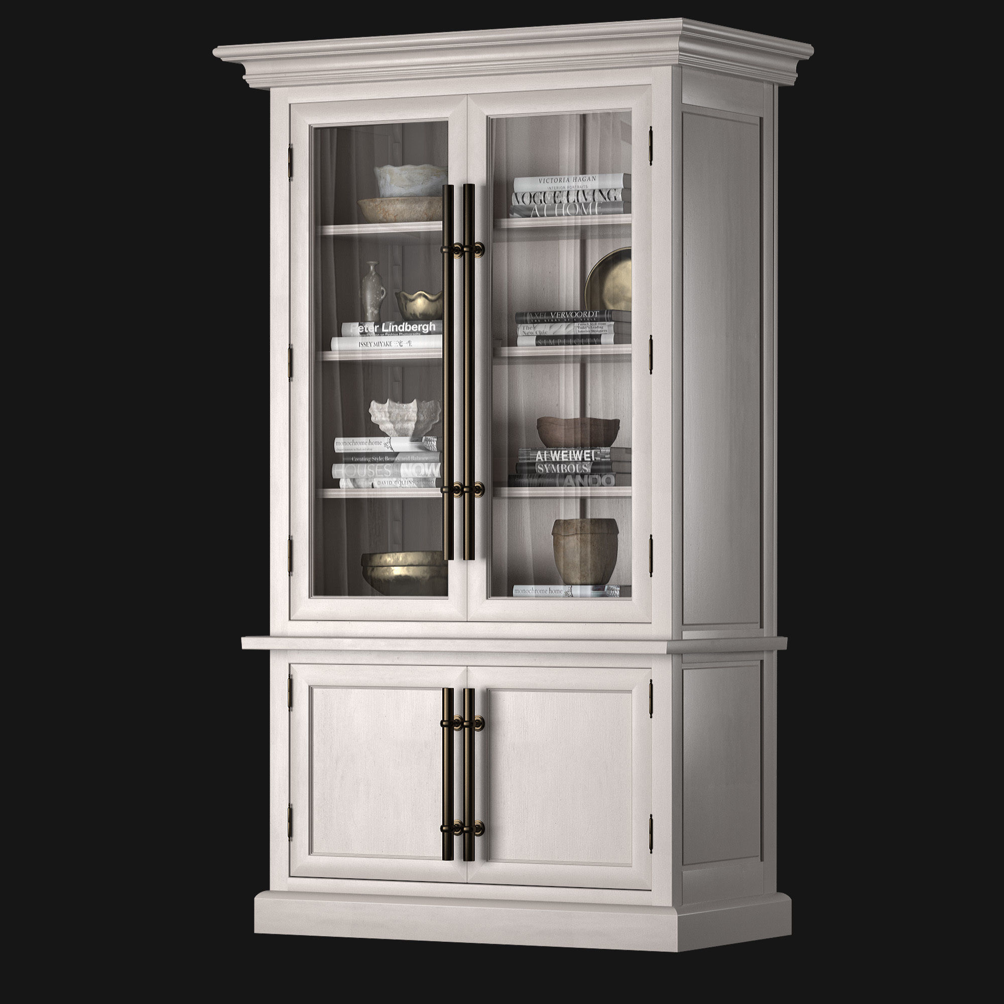Sideboard china cabinet with glass doors 3D model_1