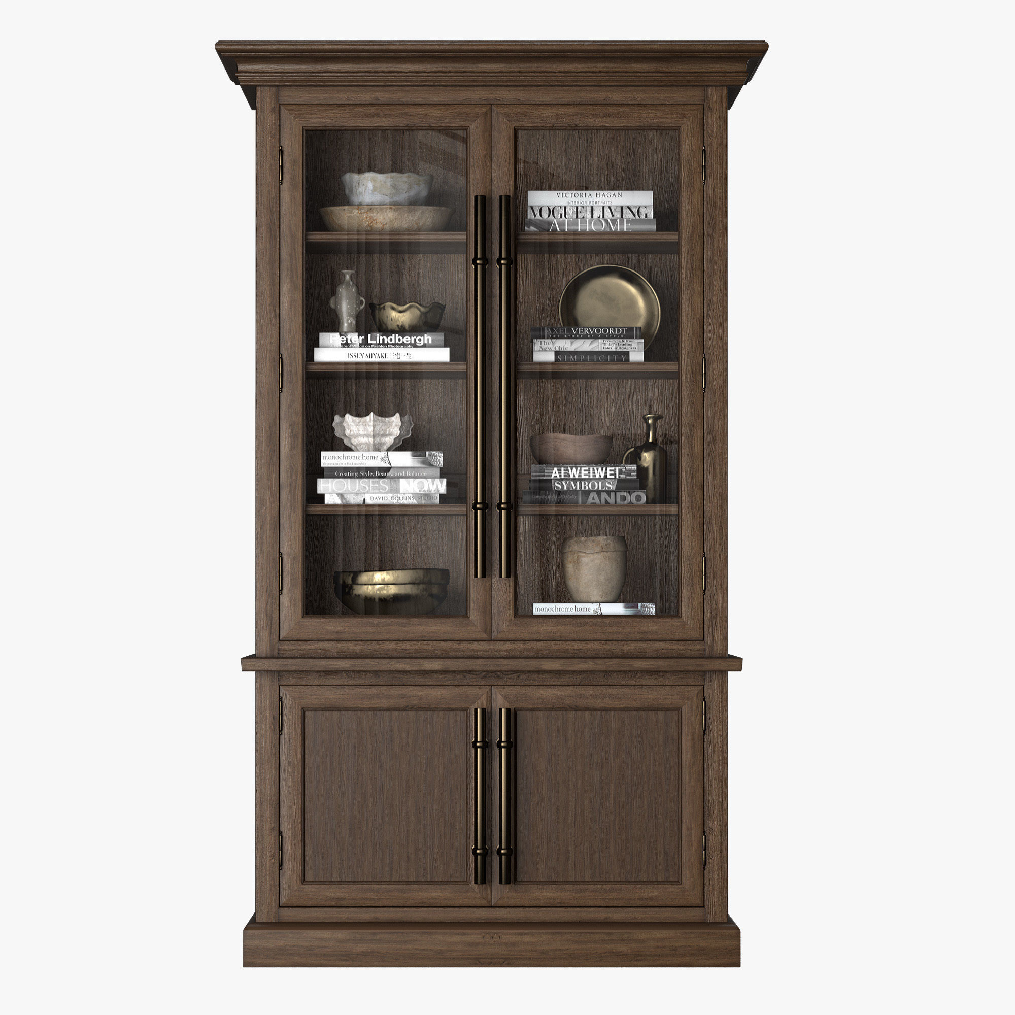 Sideboard china cabinet with glass doors 3D model_4