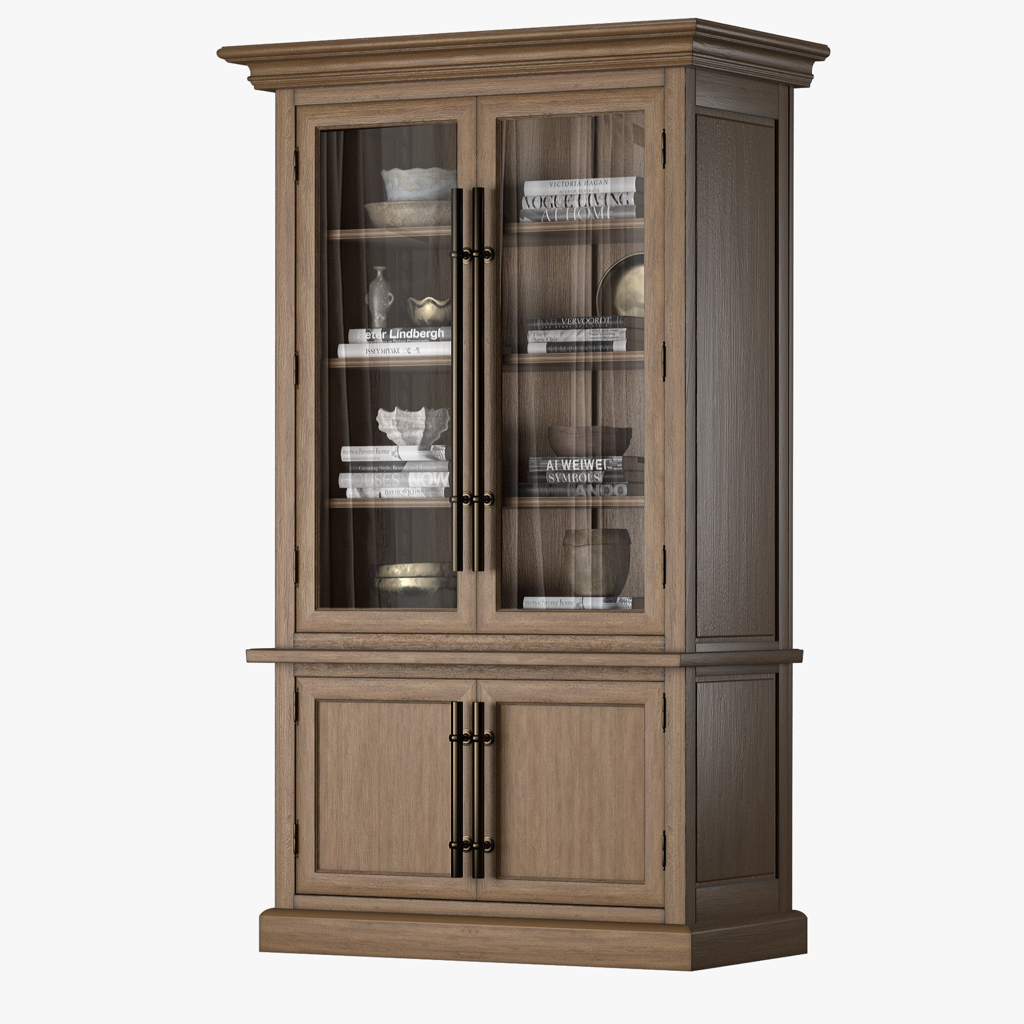 Sideboard china cabinet with glass doors 3D model_9