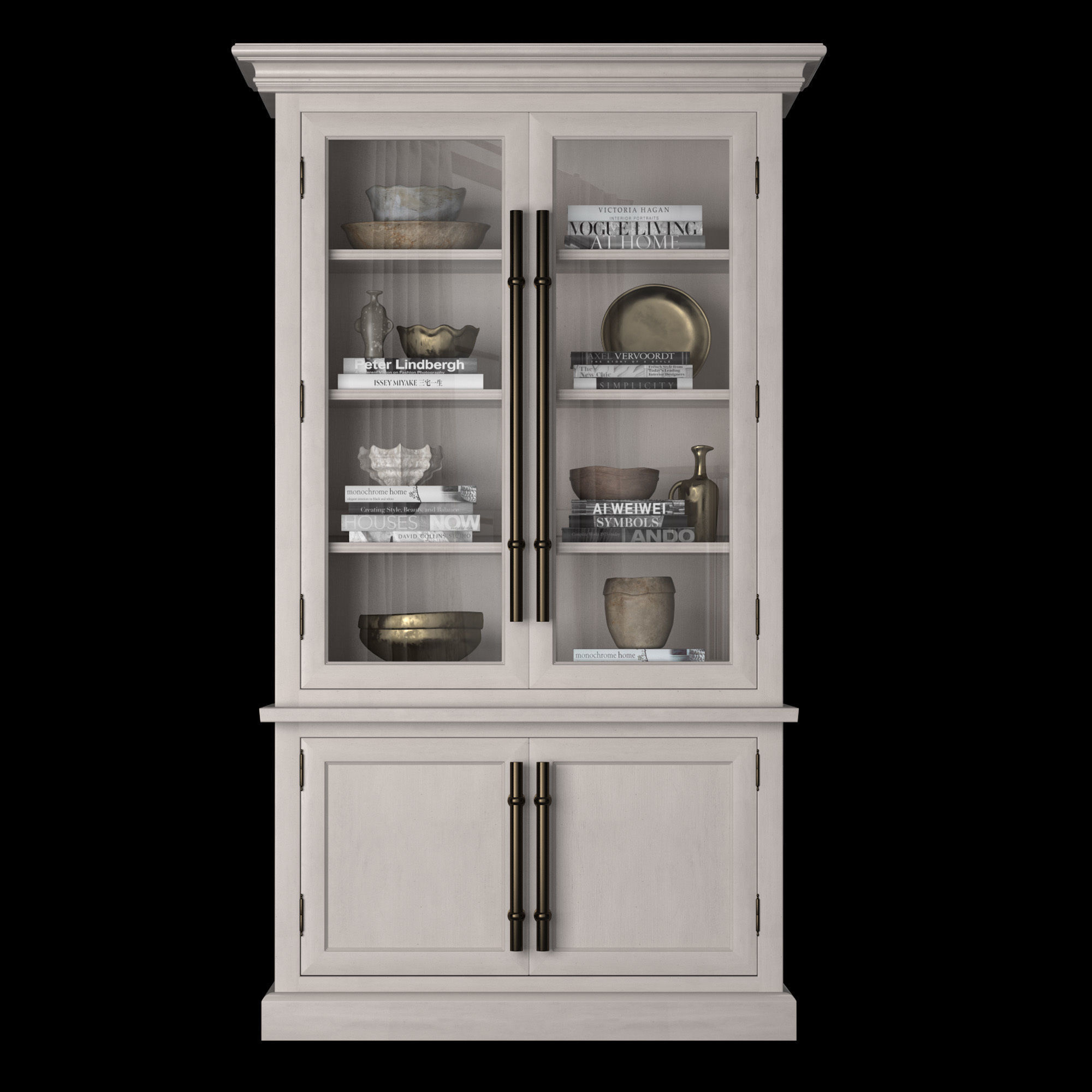 Sideboard china cabinet with glass doors 3D model_5