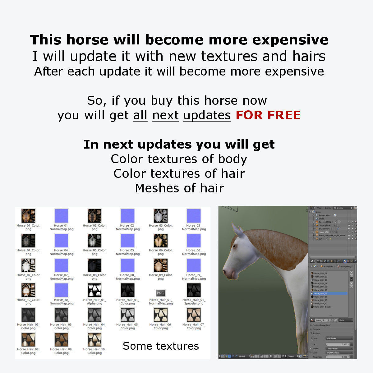LowPoly Horses 10 colours Low-poly 3D model_11