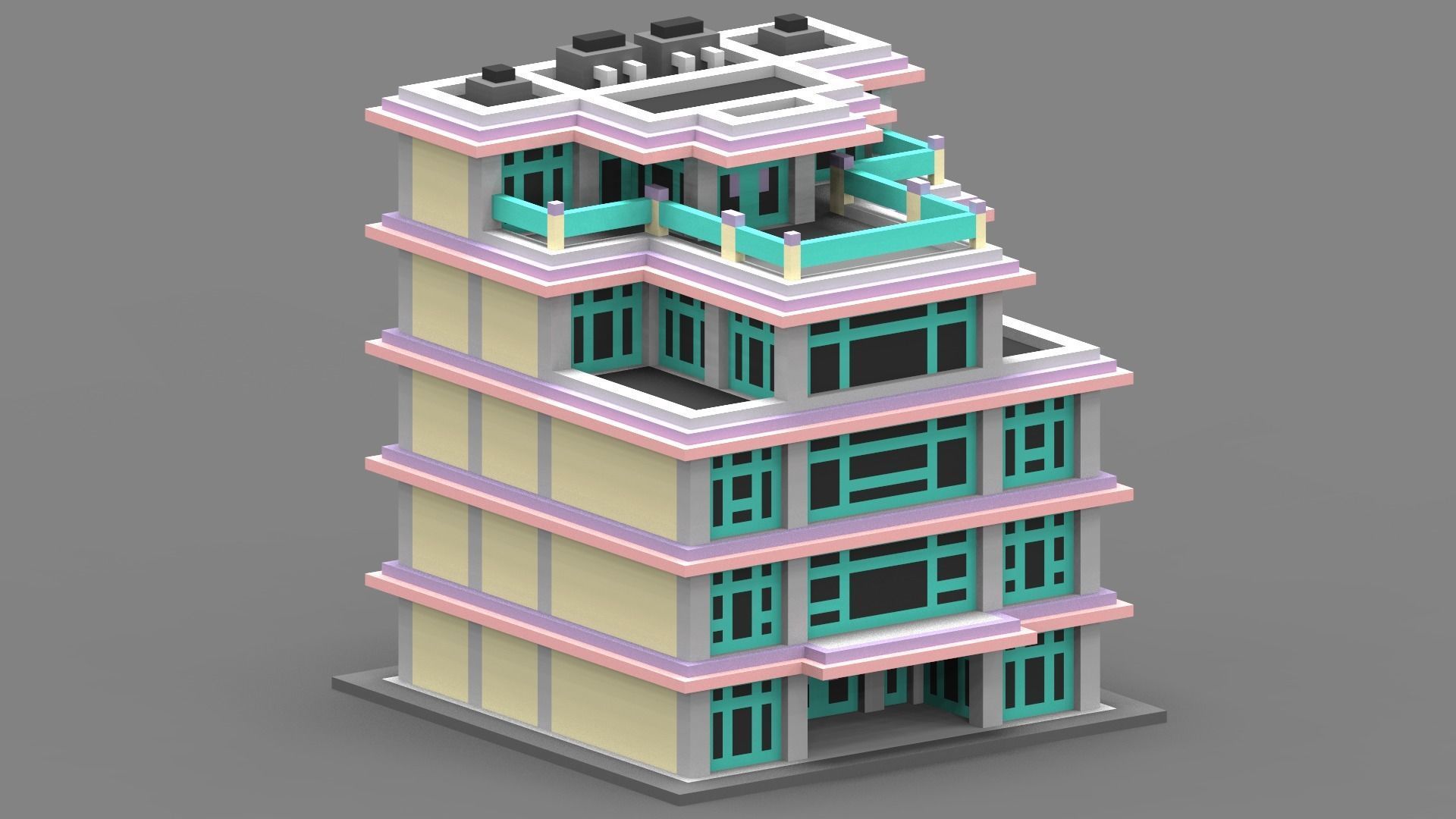 House Voxel - 9 Low-poly 3D model_3
