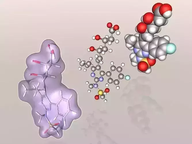 Rosuvastatin molecule 3D model