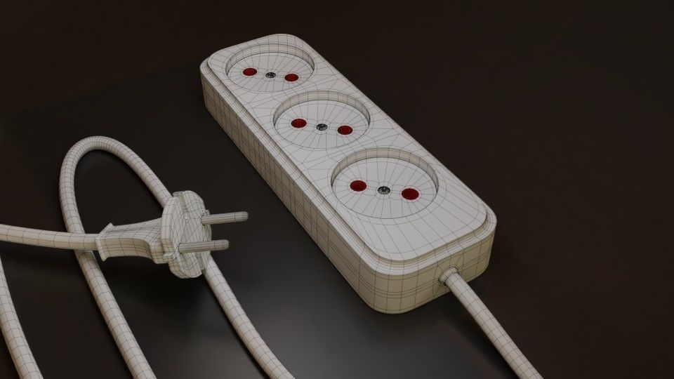 mutiple socket Low-poly 3D model_1