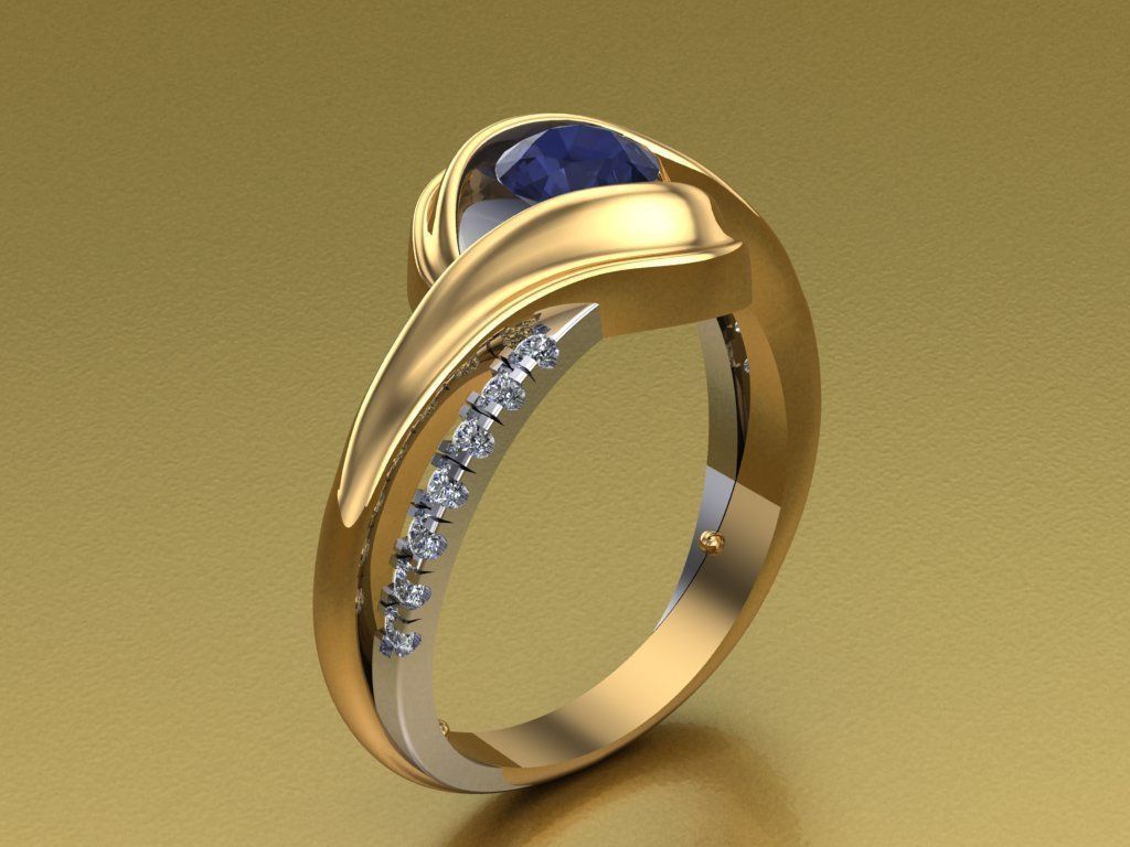 Ring with diamonds 9 3D print model_3