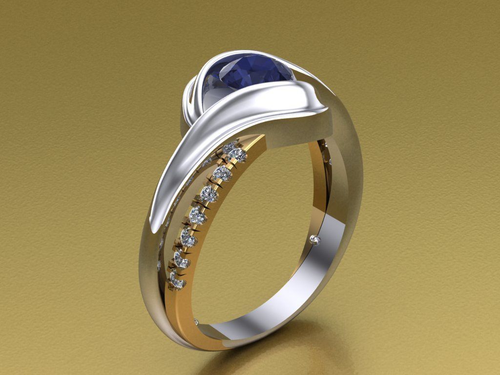 Ring with diamonds 9 3D print model_4