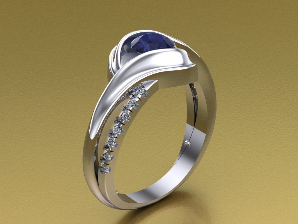 Ring with diamonds 9 3D print model_2