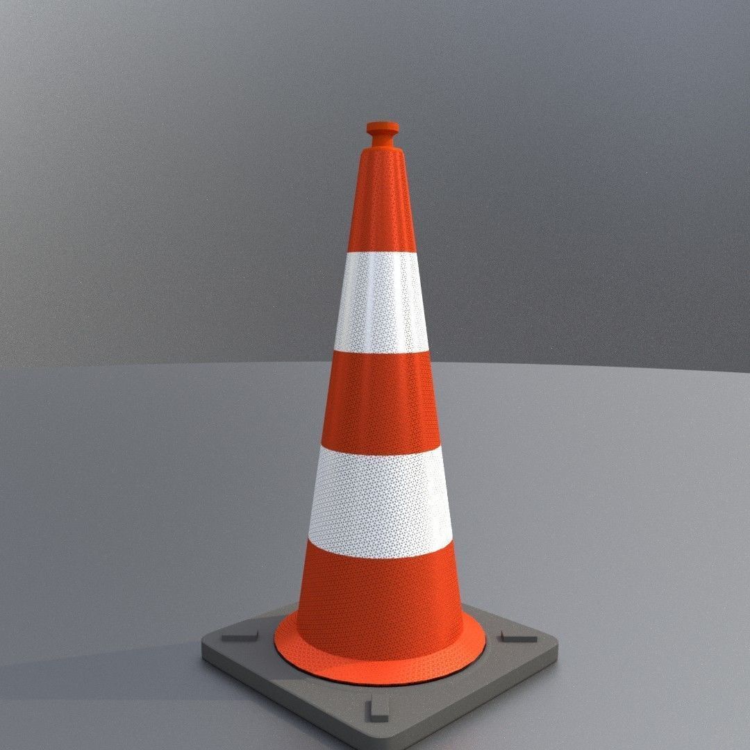 Traffic Cone 1000 mm Low-poly 3D model_6