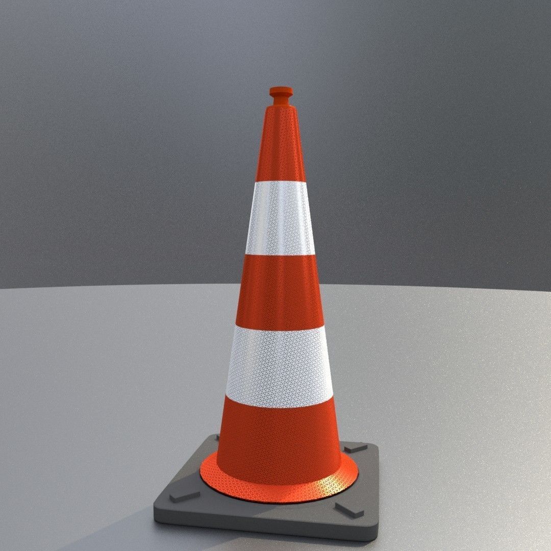 Traffic Cone 1000 mm Low-poly 3D model_3