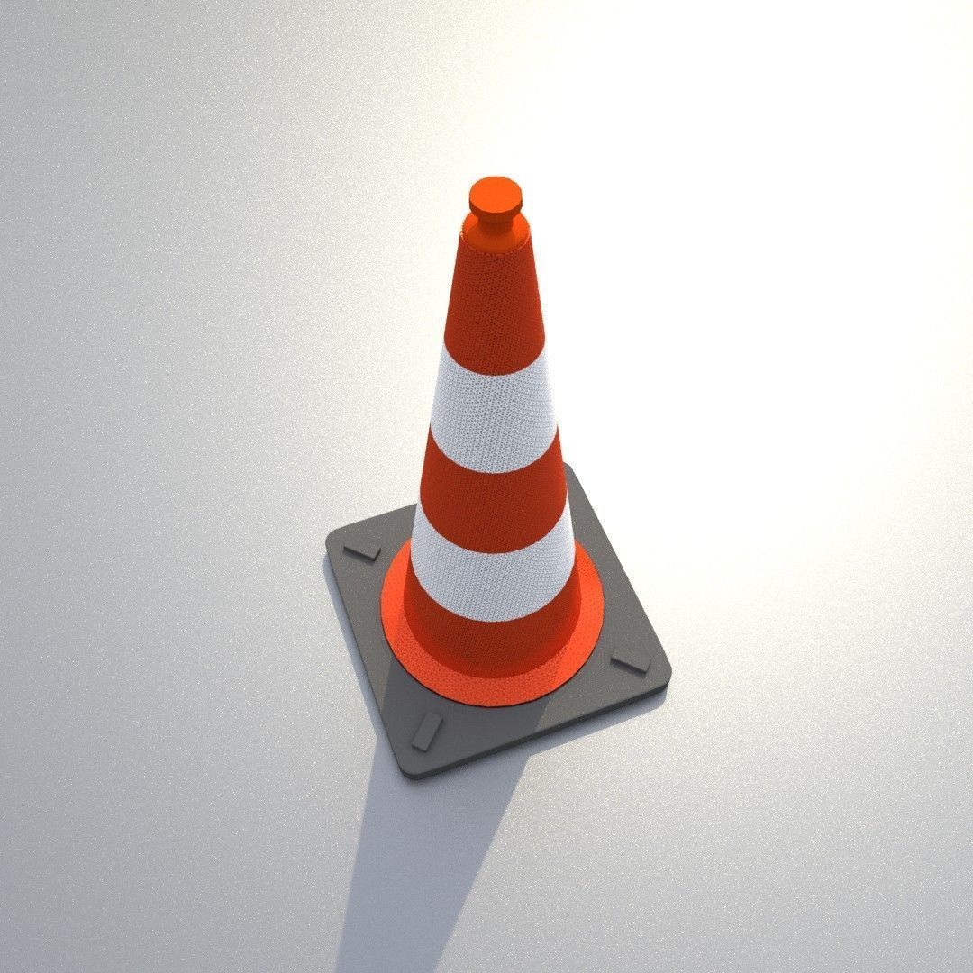 Traffic Cone 1000 mm Low-poly 3D model_36