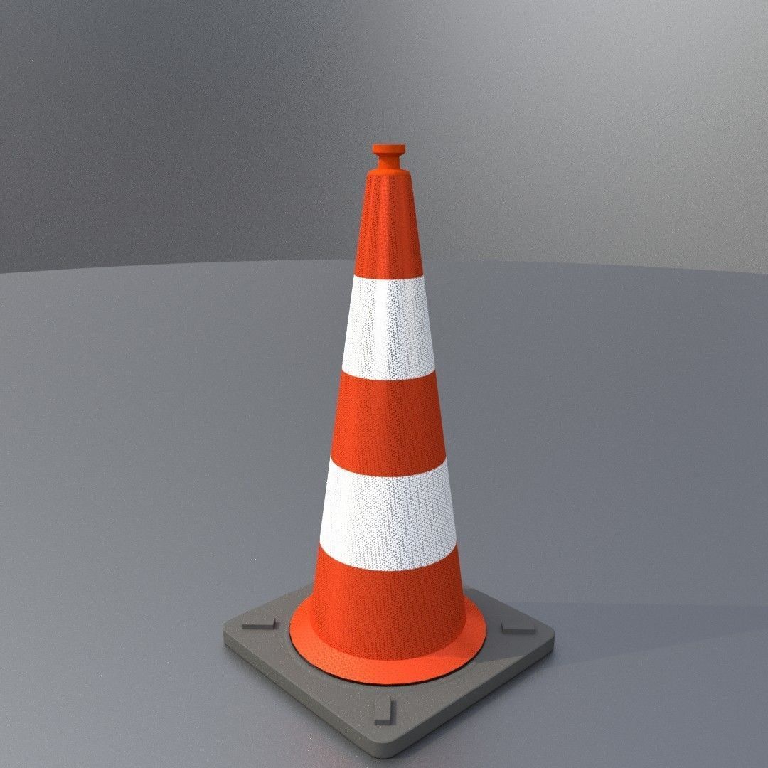 Traffic Cone 1000 mm Low-poly 3D model_14