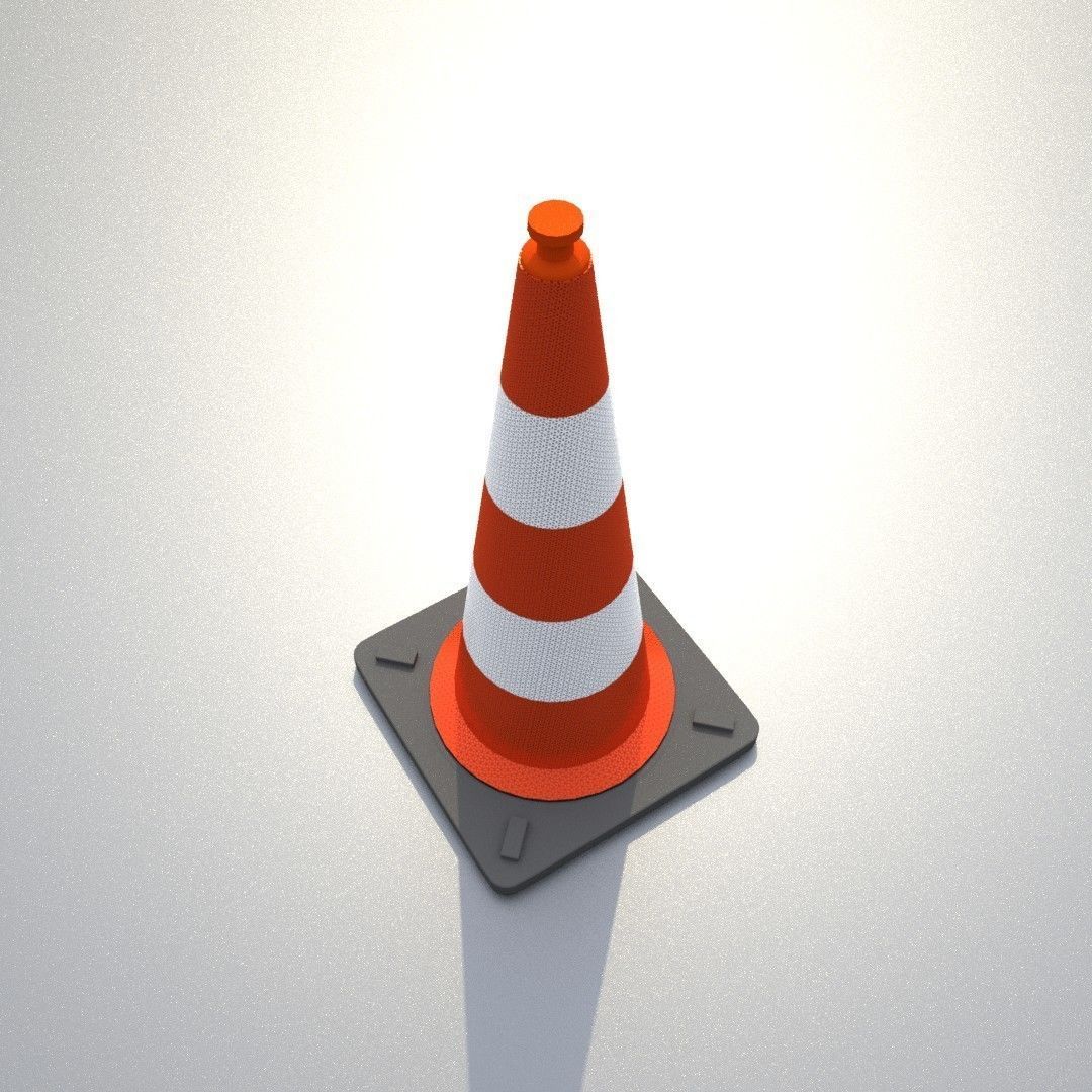 Traffic Cone 1000 mm Low-poly 3D model_35