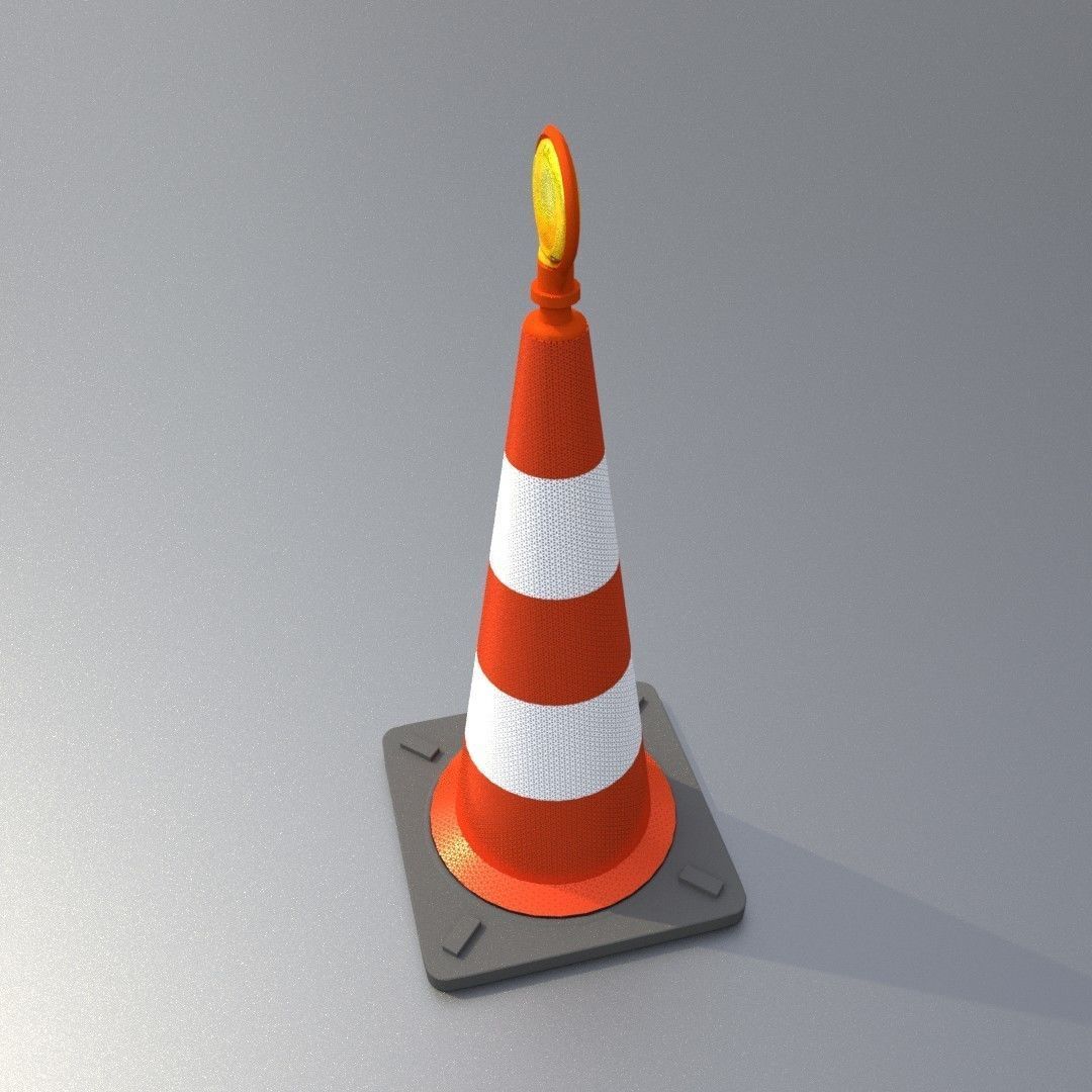 Traffic Cone with Construction Lamp 1000 mm Low-poly 3D model_31