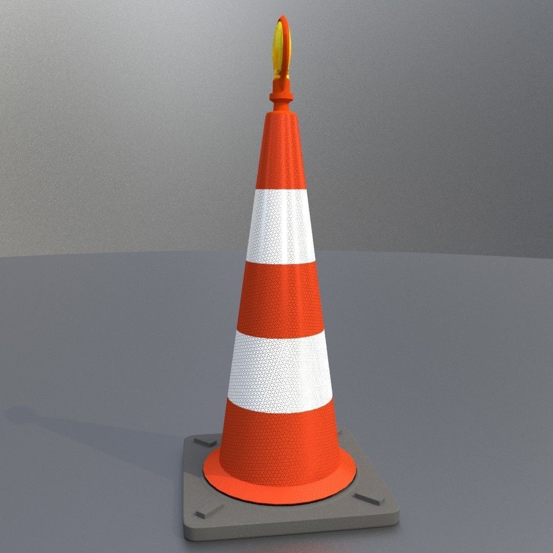 Traffic Cone with Construction Lamp 1000 mm Low-poly 3D model_8