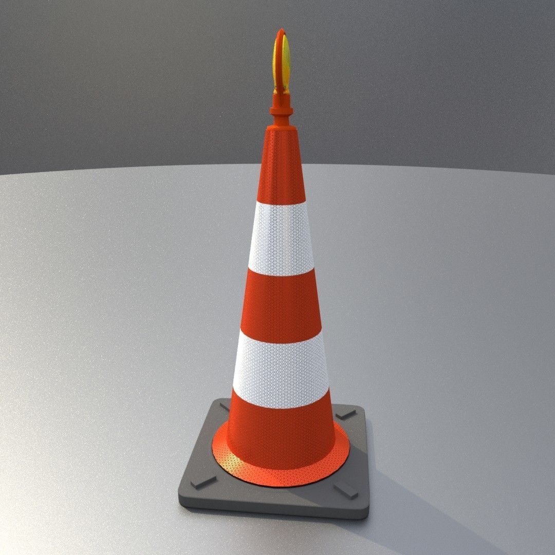 Traffic Cone with Construction Lamp 1000 mm Low-poly 3D model_16