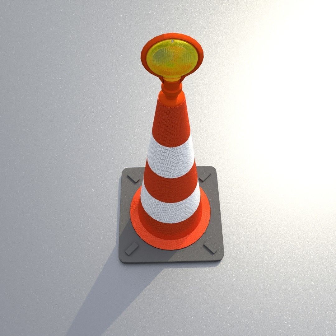 Traffic Cone with Construction Lamp 1000 mm Low-poly 3D model_39