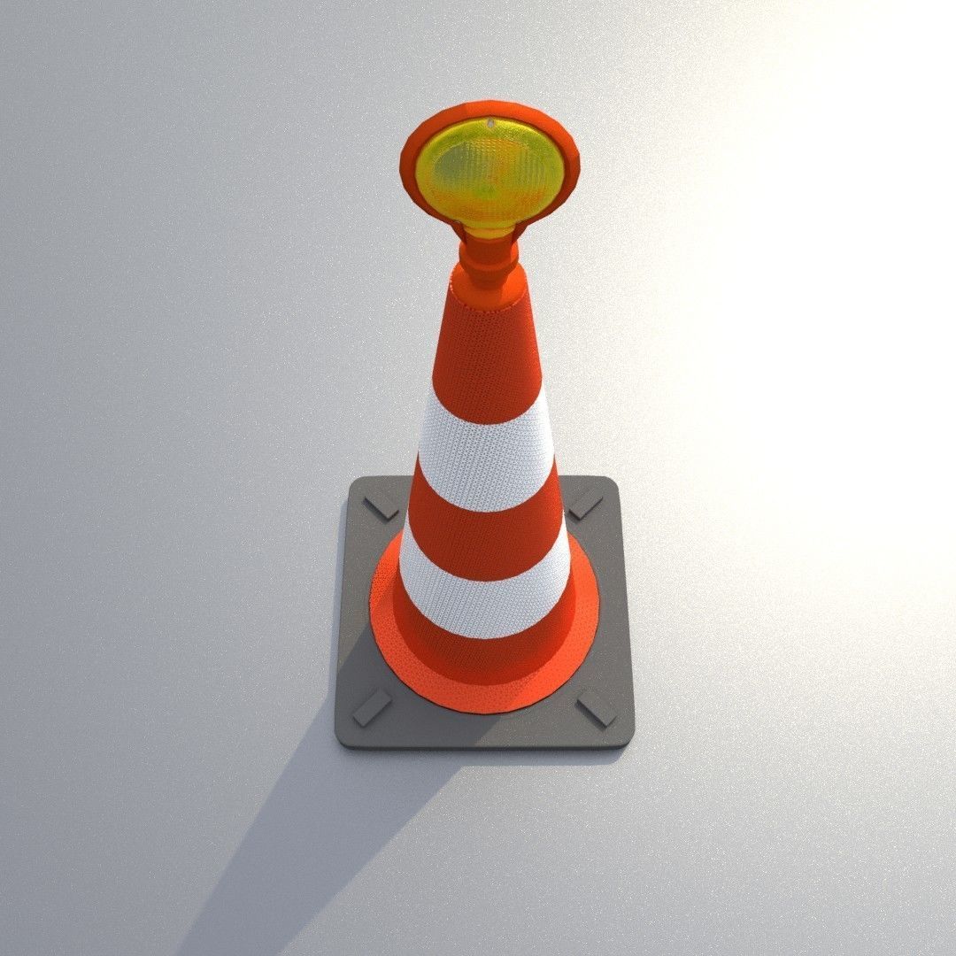 Traffic Cone with Construction Lamp 1000 mm Low-poly 3D model_40