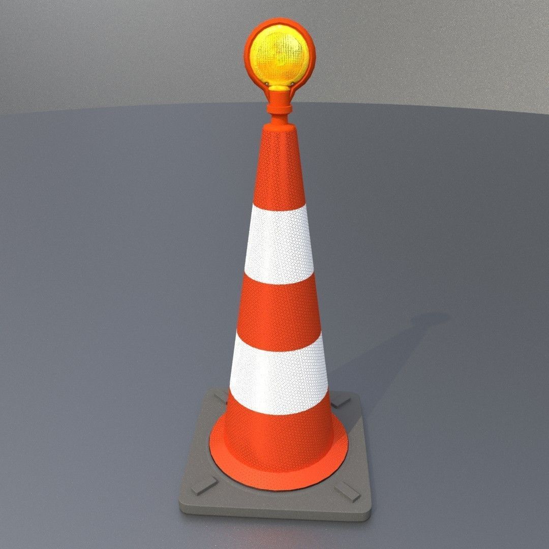Traffic Cone with Construction Lamp 1000 mm Low-poly 3D model_28