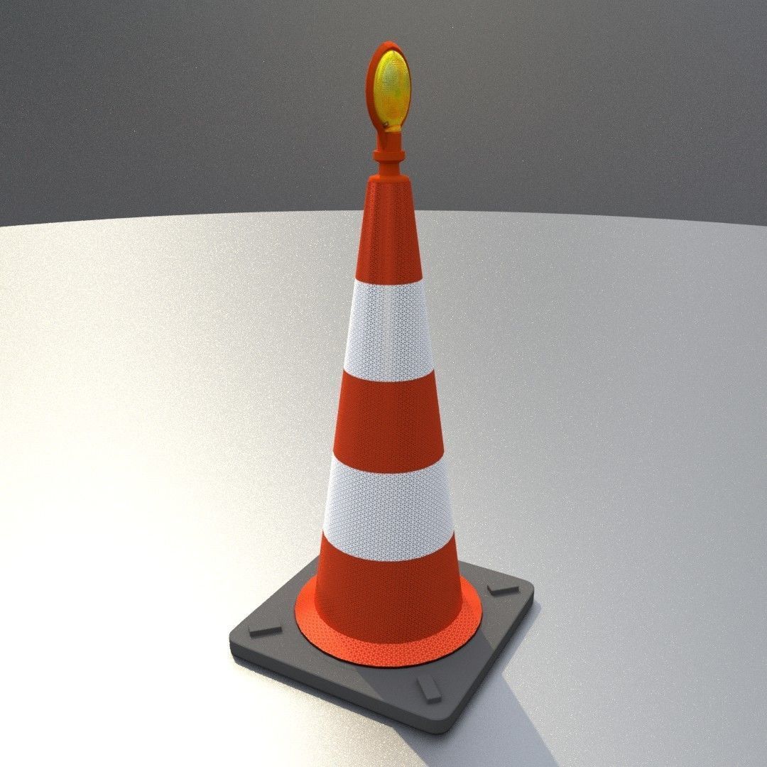 Traffic Cone with Construction Lamp 1000 mm Low-poly 3D model_17
