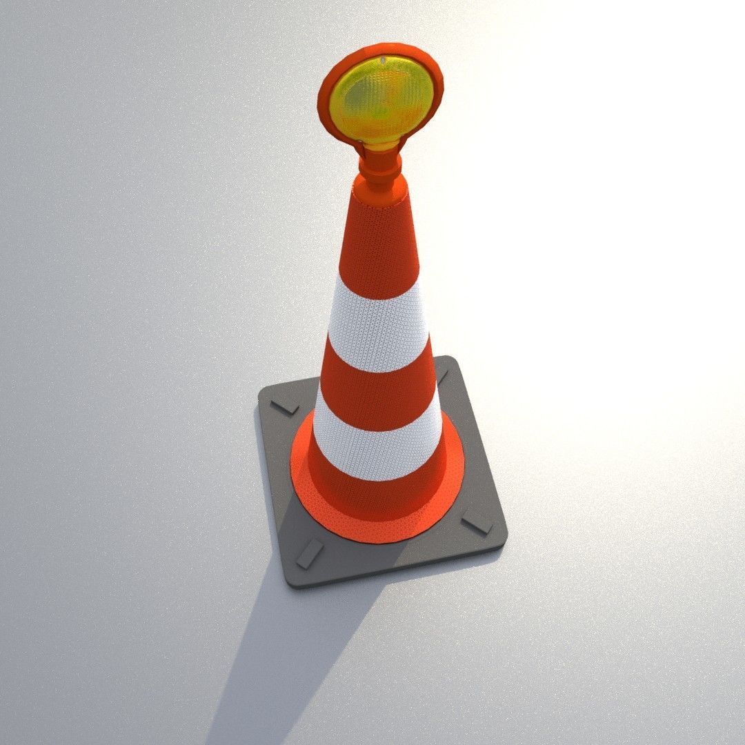 Traffic Cone with Construction Lamp 1000 mm Low-poly 3D model_37