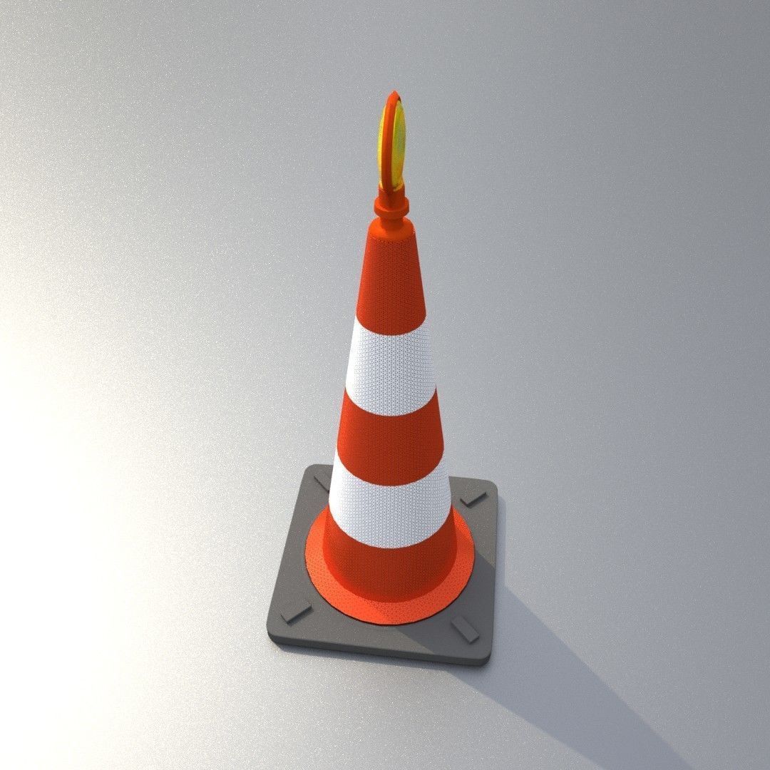 Traffic Cone with Construction Lamp 1000 mm Low-poly 3D model_32