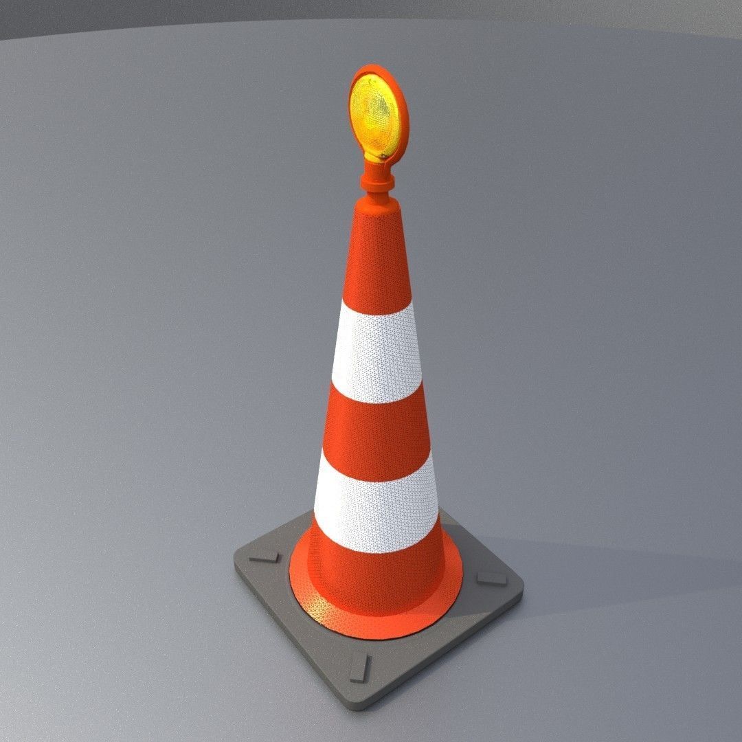 Traffic Cone with Construction Lamp 1000 mm Low-poly 3D model_30