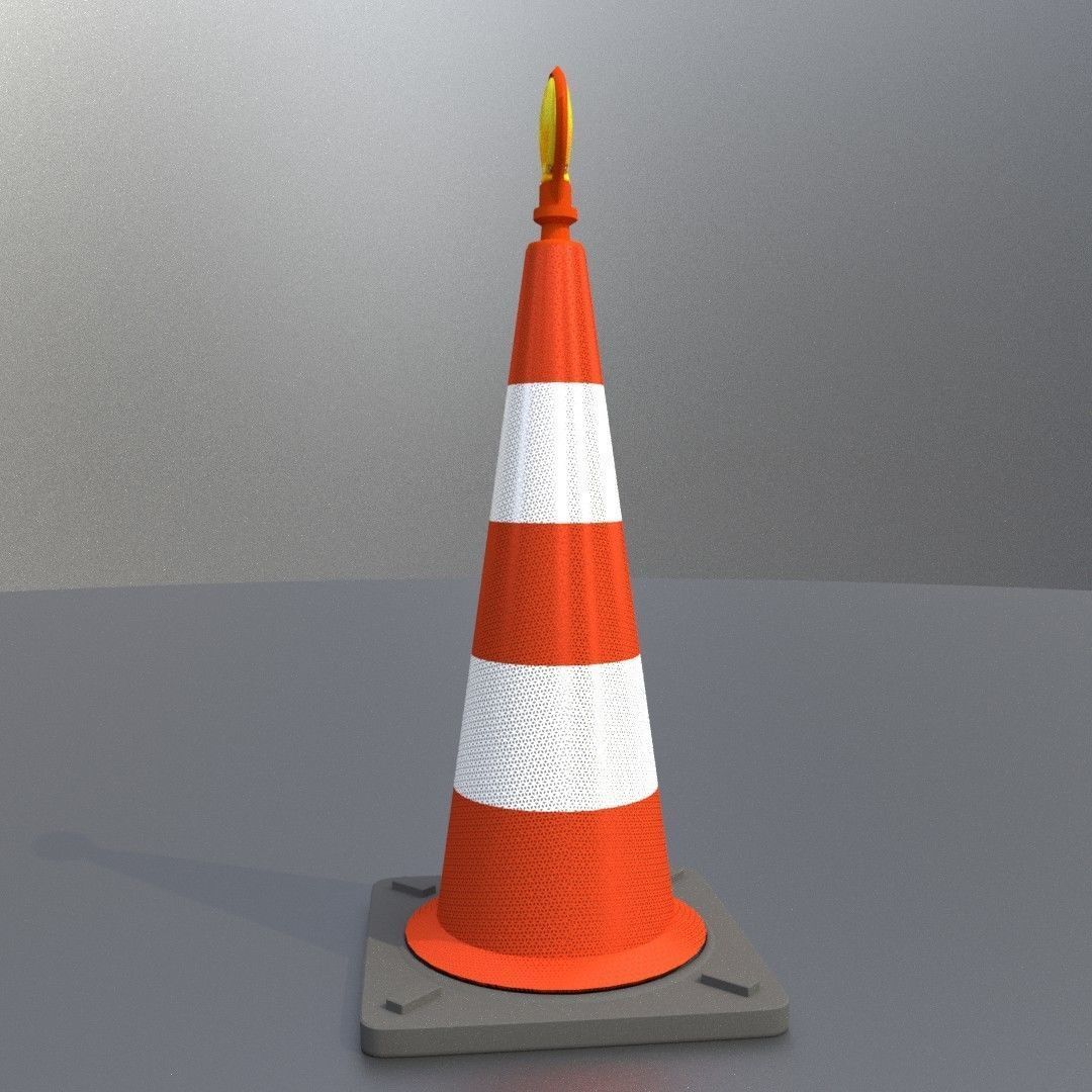 Traffic Cone with Construction Lamp 1000 mm Low-poly 3D model_24