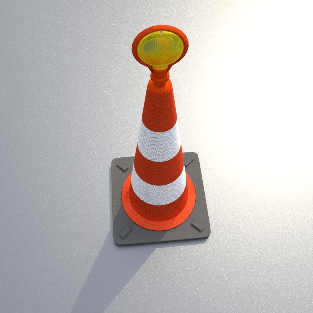 Traffic Cone with Construction Lamp 1000 mm Low-poly 3D model_38