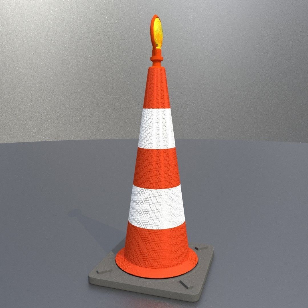 Traffic Cone with Construction Lamp 1000 mm Low-poly 3D model_25