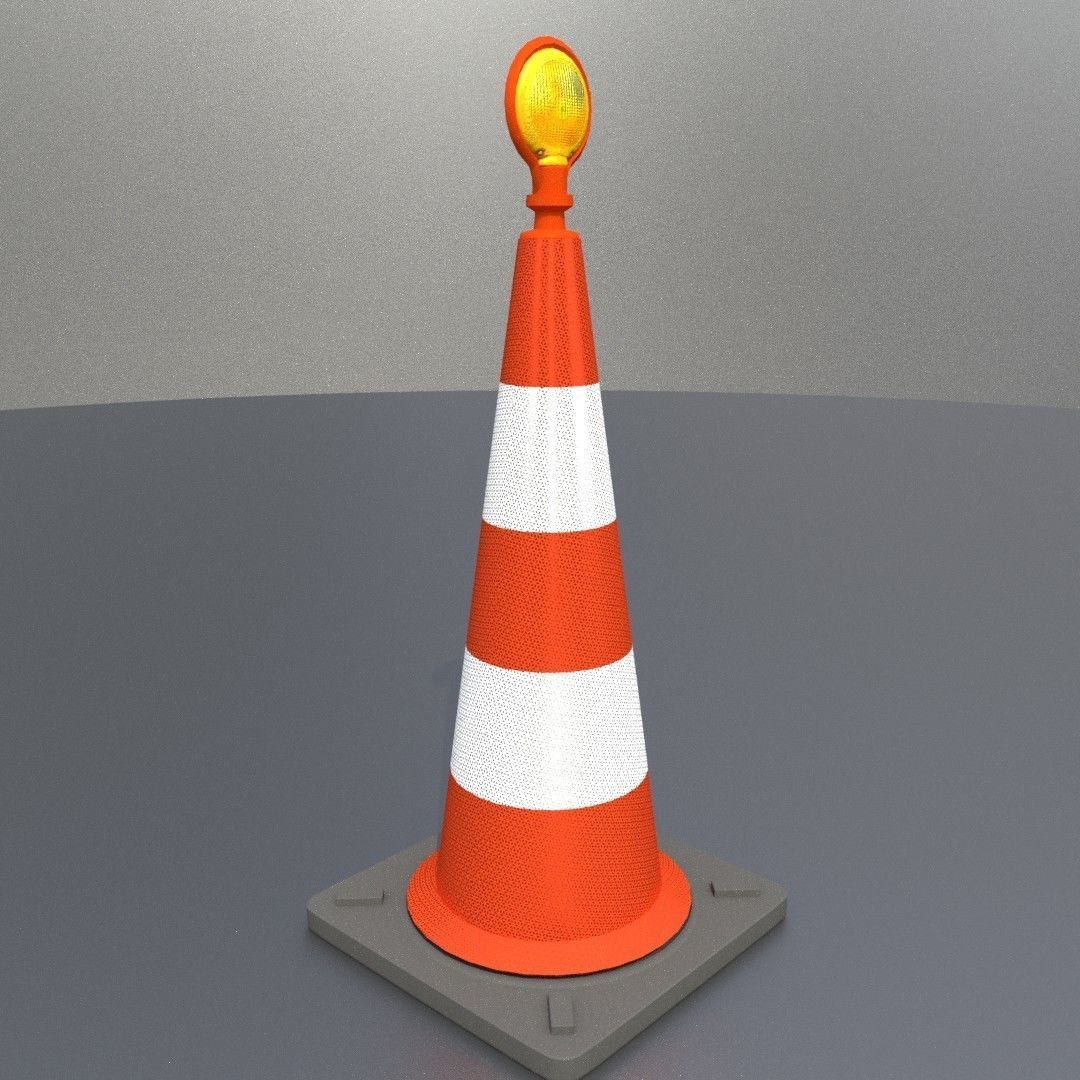 Traffic Cone with Construction Lamp 1000 mm Low-poly 3D model_26