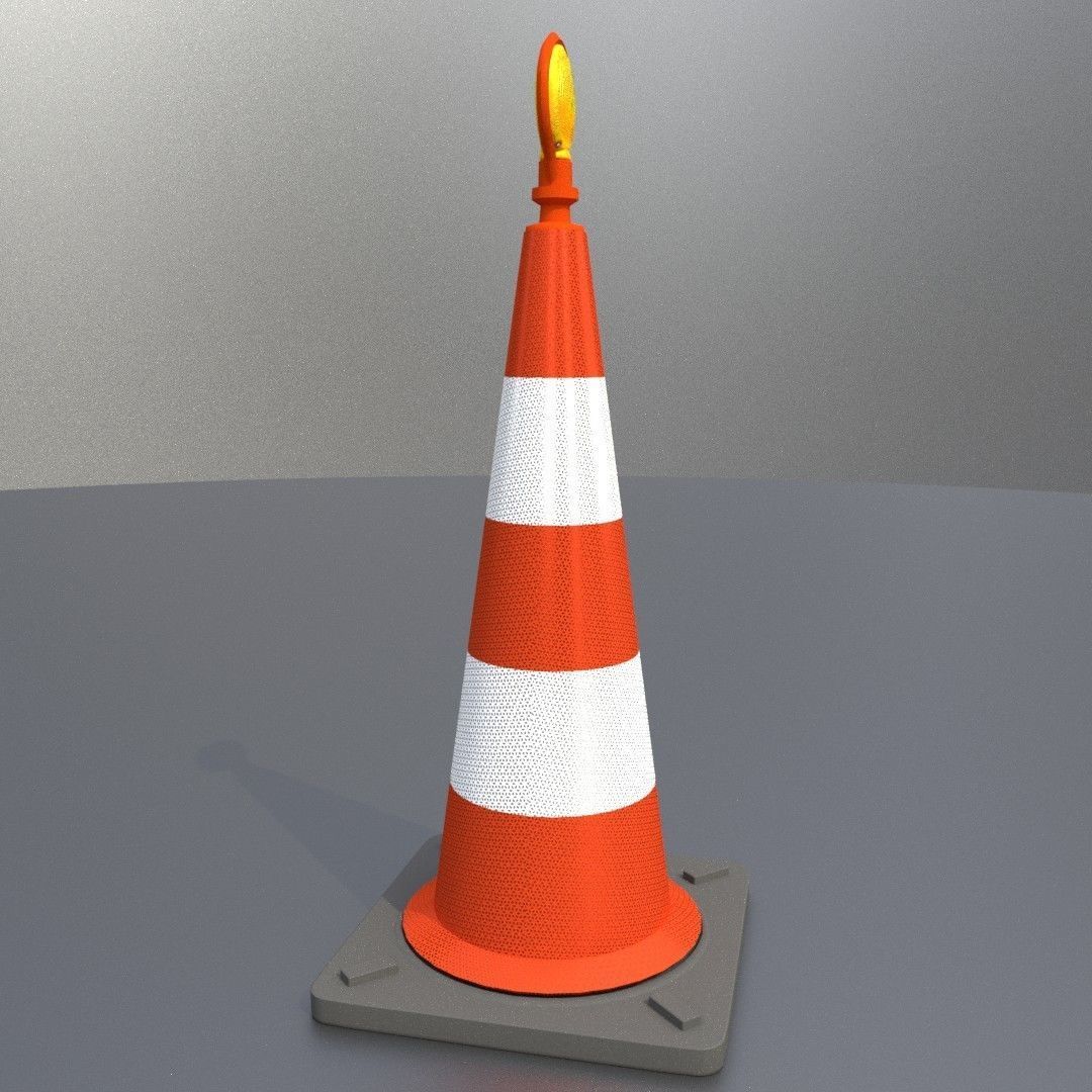 Traffic Cone with Construction Lamp 1000 mm Low-poly 3D model_9