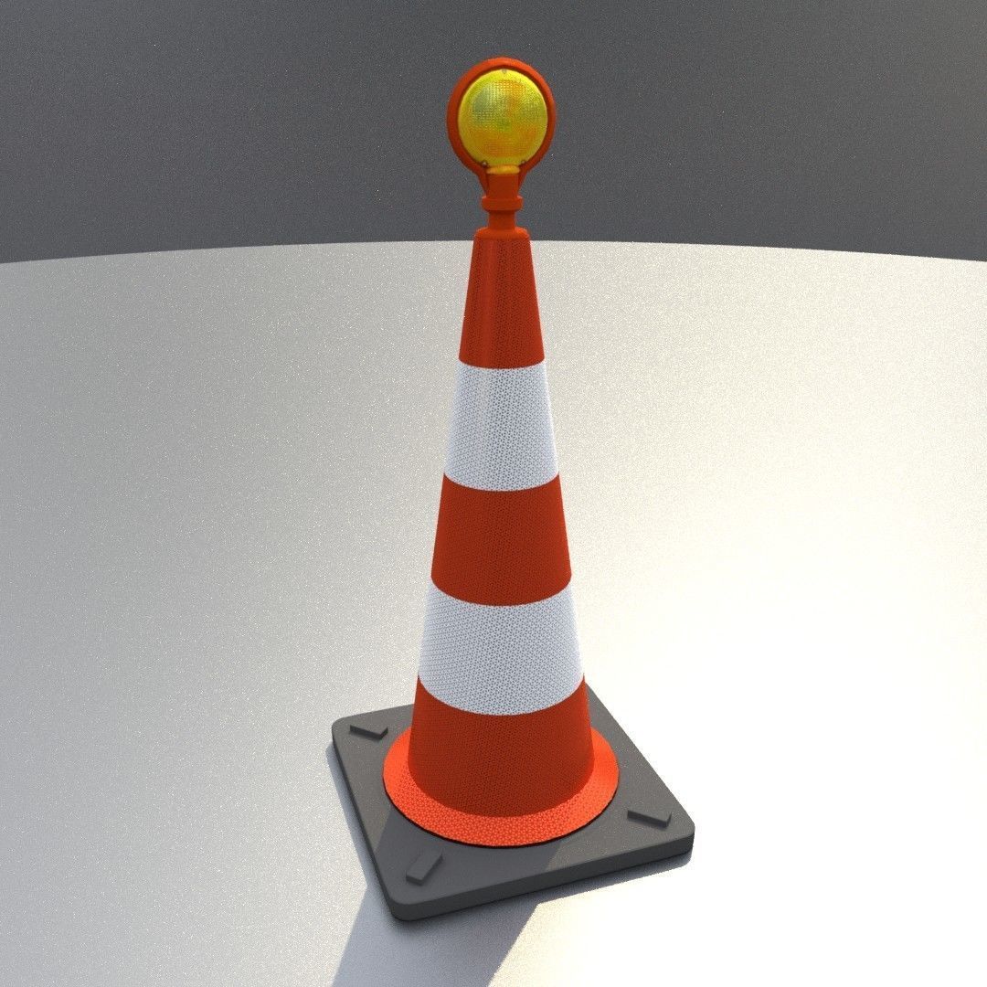 Traffic Cone with Construction Lamp 1000 mm Low-poly 3D model_19
