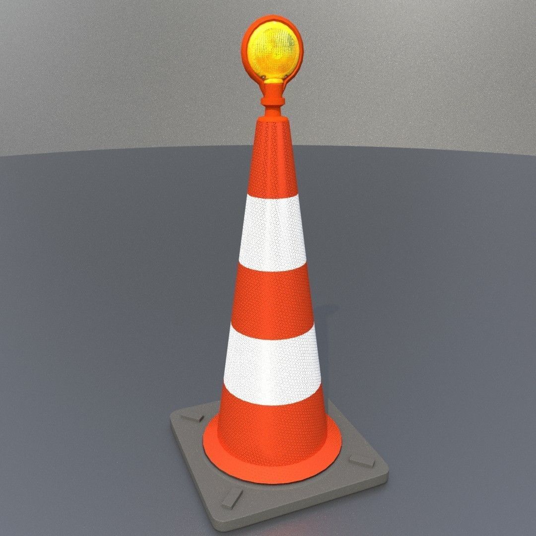 Traffic Cone with Construction Lamp 1000 mm Low-poly 3D model_27